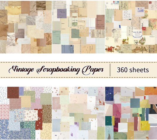360Pcs Vintage Scrapbook Paper Kit, Collage Paper and Junk Journal Supplies