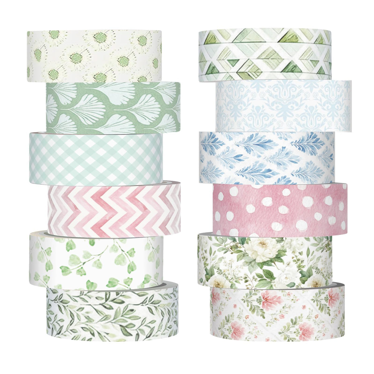 12 Rolls Floral Washi Tape Set,Earthy Tones,William Morris