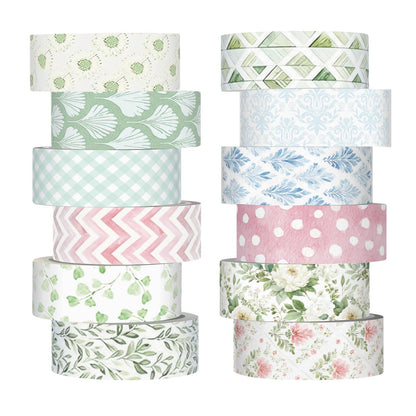 12 Rolls Floral Washi Tape Set,Earthy Tones,William Morris