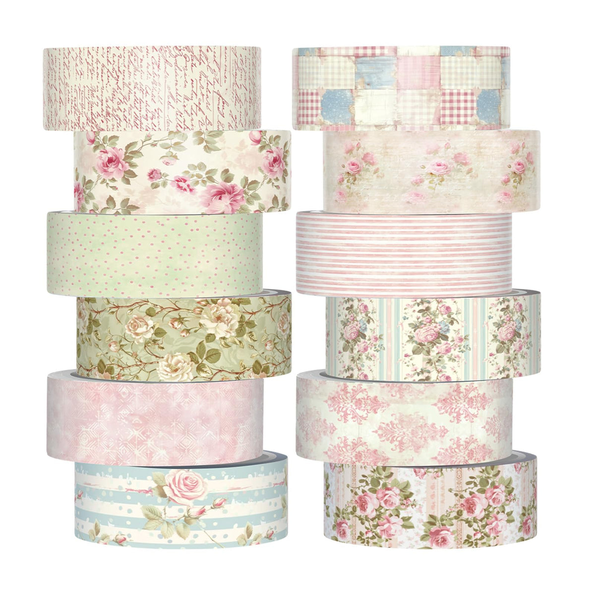 12 Rolls Floral Washi Tape Set,Earthy Tones,William Morris