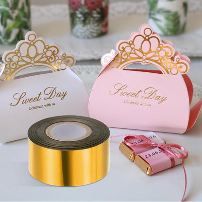PATIKIL 2"x400Ft Hot Stamping Foil Paper, Heat Transfer Hot Stamping Paper Foil Roll for Leather DIY Logo Decor Craft Gift Package Scrapbook Card, Light Gold
