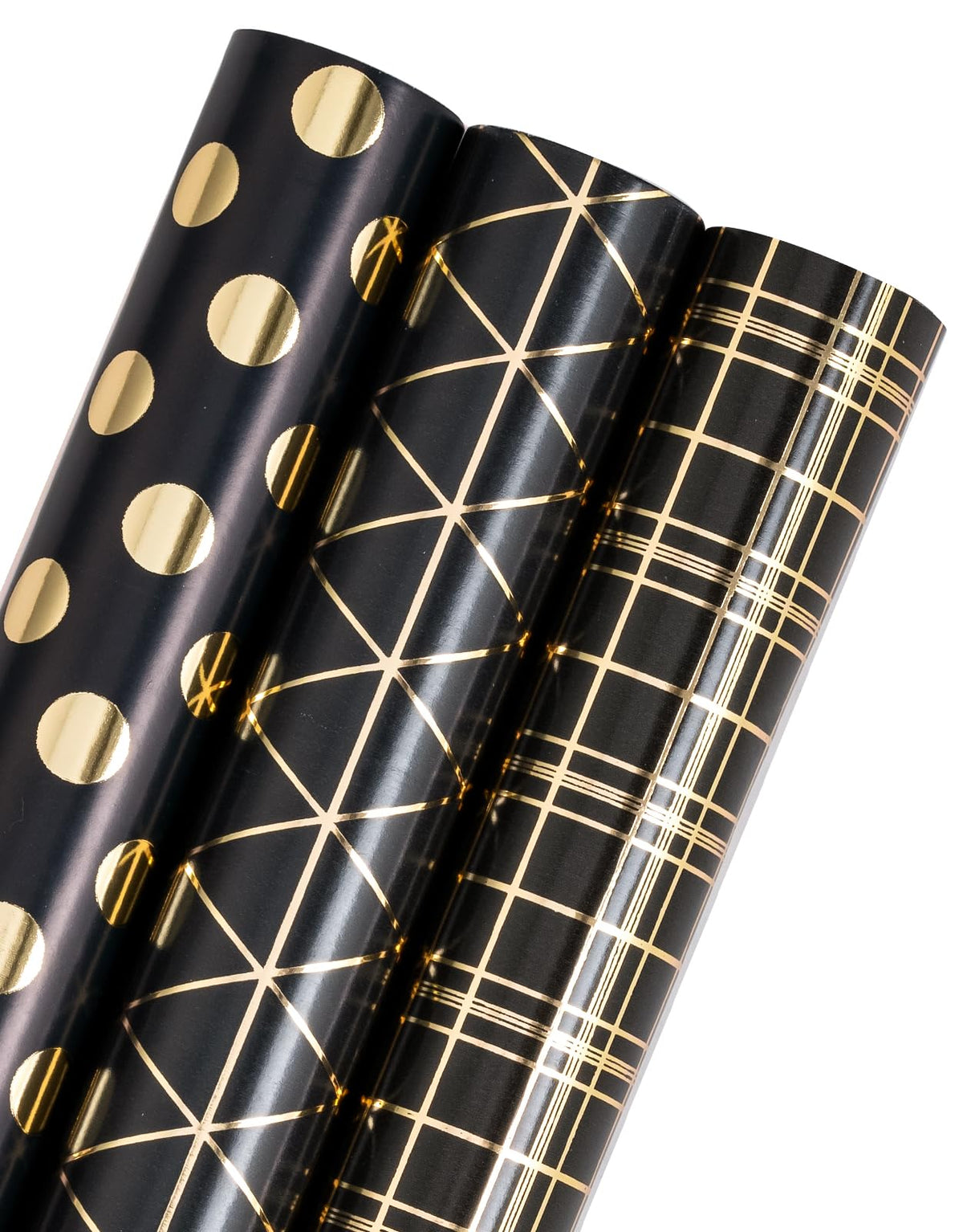 WRAPAHOLIC Gold Wrapping Paper Roll - Mini Roll - 3 Rolls - 17 Inch X 120 Inch Per Roll - Gold Foil Birthday Wrapping Paper for Wedding, Christmas, Party, Baby Shower