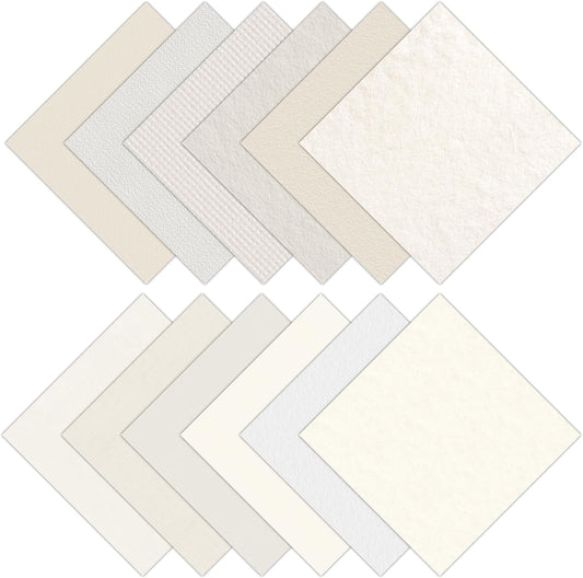 24 Sheets White Watercolor Texture Scrapbook Paper Pad, 6x6 inch Heavyweight 160GSM Single-Sided Paper, Smooth Matte Artisan Paper for Card Making, Journaling, Photo Album, DIY Crafts