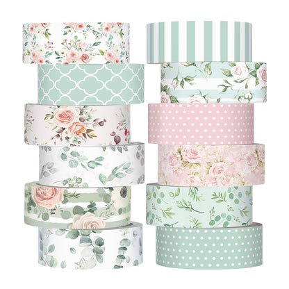 12 Rolls Floral Washi Tape Set,Earthy Tones,William Morris