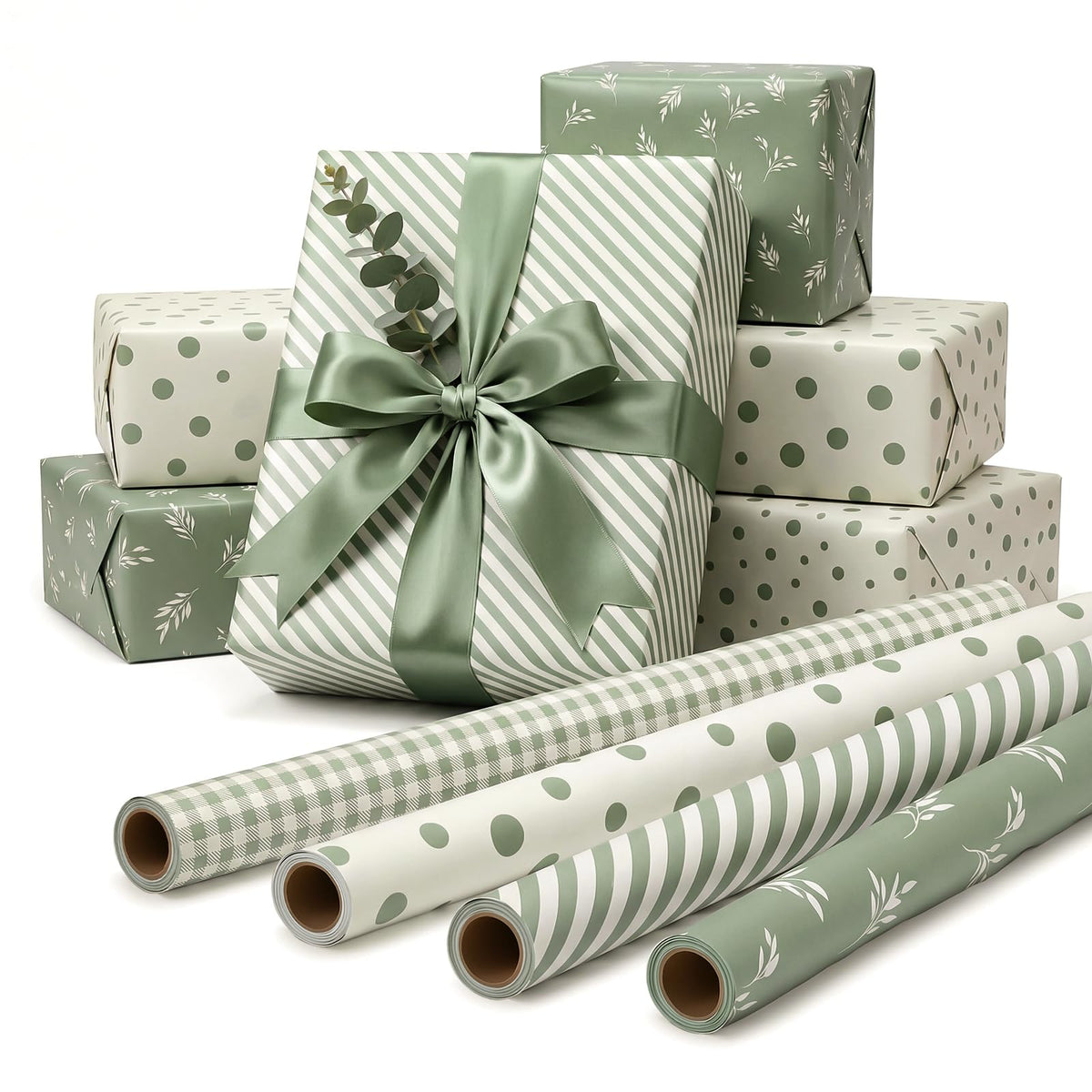 woric 4 Rolls Gold Wrapping Paper, Gold Foil Birthday Wrapping Paper