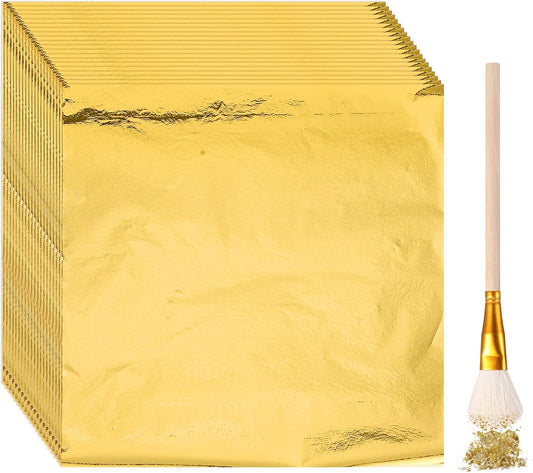 Cunhill Gold Leaf Sheets for Art, Karat Gold, 100 Pcs