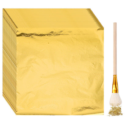 Cunhill 100 Pcs Gold Leaf Sheets for Art Foil Sheets,Gold