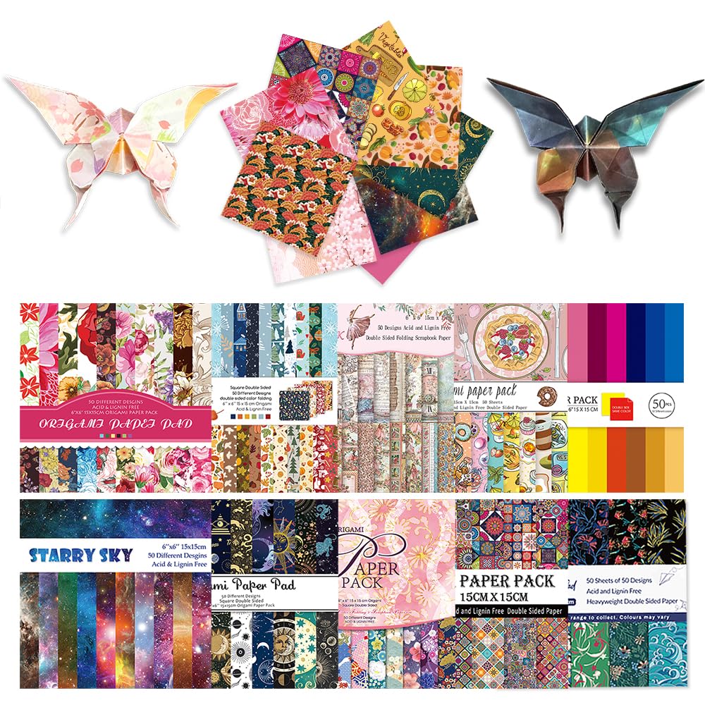 10 Different Packs Full Collection Origami Paper, 6-Inch Double Sided Color
