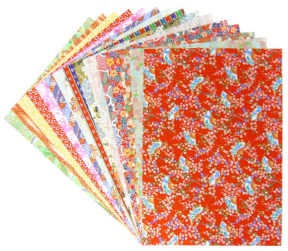 Chiyogami Yuzen Washi B4, 15 Patterns, 15 Sheets (Blue Type B Set)