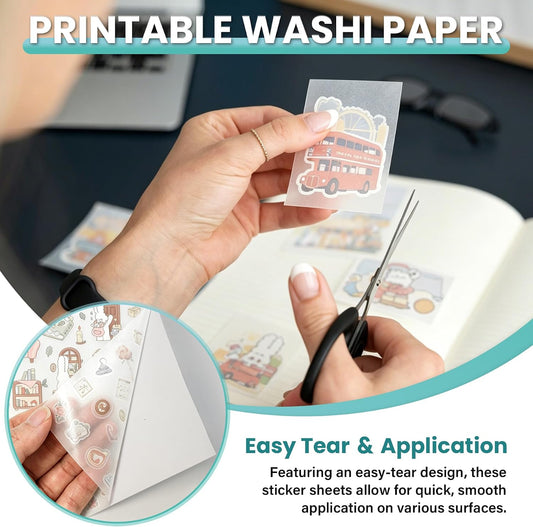 Philbinden 8.5x11 Printable Washi Paper Sticker,White Multipurpose Copy Paper