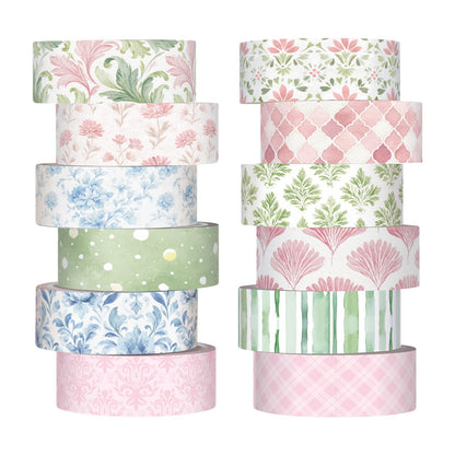 12 Rolls Floral Washi Tape Set,Earthy Tones,William Morris