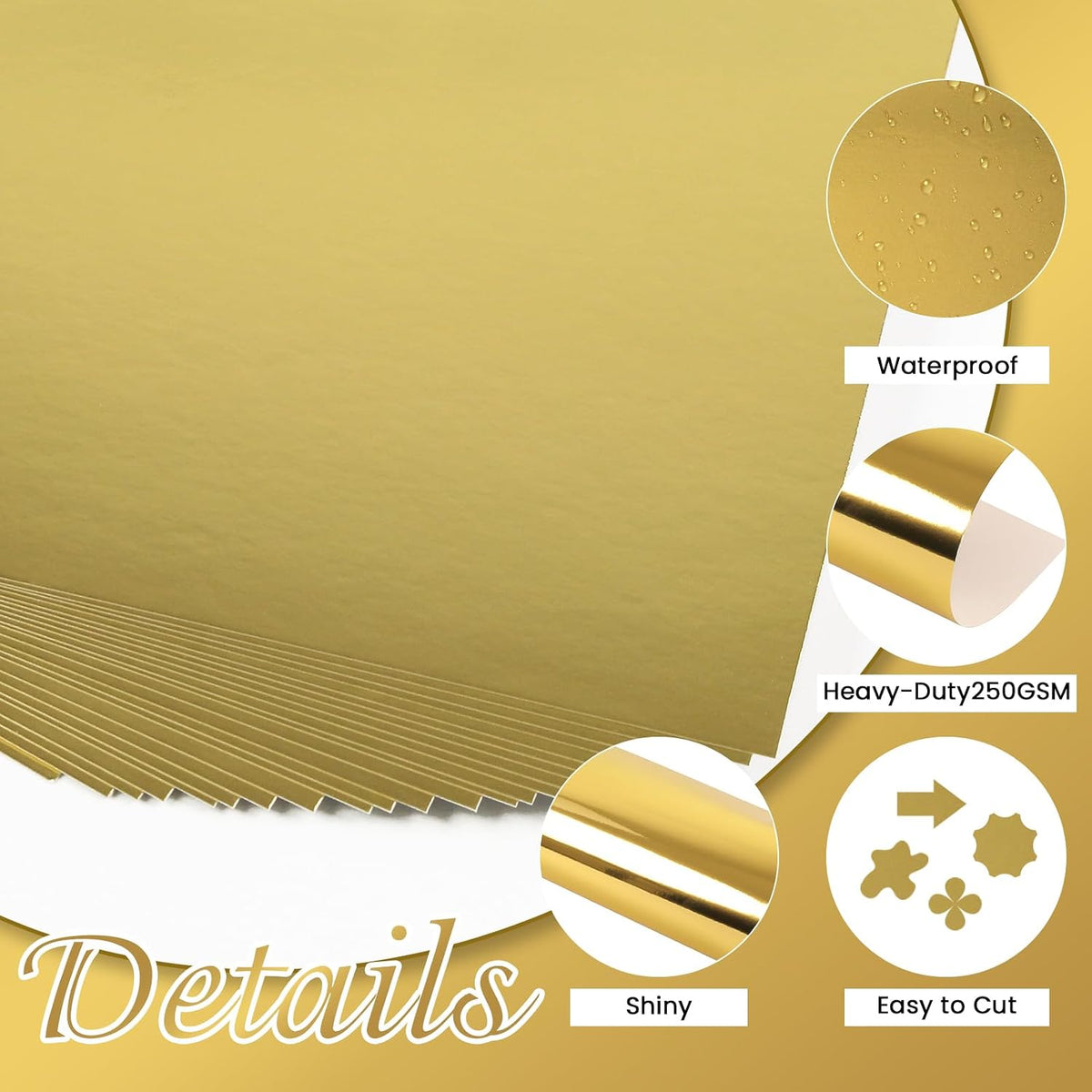 24 Sheets Gold Metallic Cardstock Paper 8.5 X 11", 92lb/250gsm Thick Paper Gold Foil Cardstock Shiny Mirror Glitter Paper for Crafts Scrapbook Card Making Invitations Party Decoration