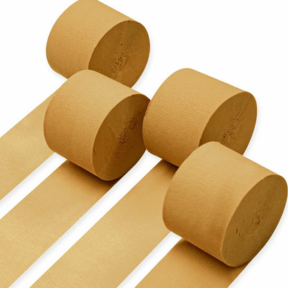 PartyWoo Gold Crepe Paper Streamers 4pcs 328 FT Gold Streamers
