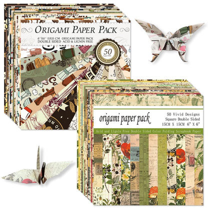 6x6" Origami Paper,50Sheets Double Sided Colored Paper,Square Craft Paper