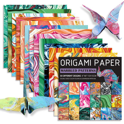 6x6" Origami Paper,50Sheets Double Sided Colored Paper,Square Craft Paper