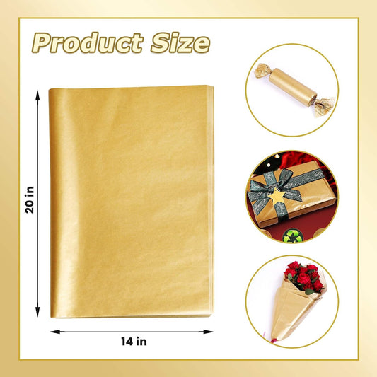 SANZIX 120 Sheets Metallic Gold Tissue Paper for Gift Bags 14"x20"