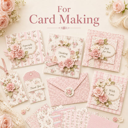 Floral Pink Scrapbook Paper Pad, 6x6 Aesthetic Craft Paper, 24 Sheets Double-Sided Decorative Patterned Decorative Junk Journal Supplies for Mixed Media, Card Making, Decoupage & DIY Art