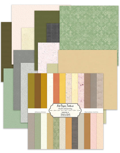 24 Sheets Scrapbook Paper 12" Double-Sided Photo Backdrop Bohemian Patterned (Floral Design K)