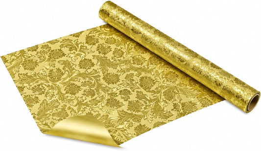 Oasis Supply Poly Lined Florist Foil Roll, Embossed Design, 20" x 30', Wrap for Cake Boards, Gift Baskets & Floral Arrangements, Gold