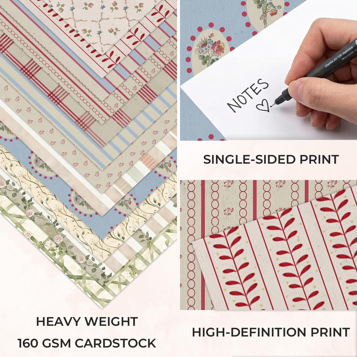 24 Sheets Vintage Stripe Scrapbook Paper Pad - 6x6 inch 160GSM Heavyweight Cardstock, Single-Sided Patterned Paper for DIY Crafts, Card Making, Photo Album, Art Journaling