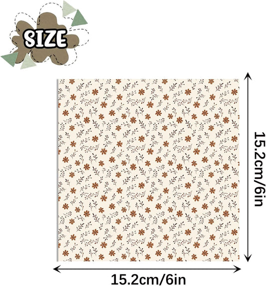24 Sheets Floral Scrapbook Paper, 6 x 6 In Scrapbook Supplies(Beige)
