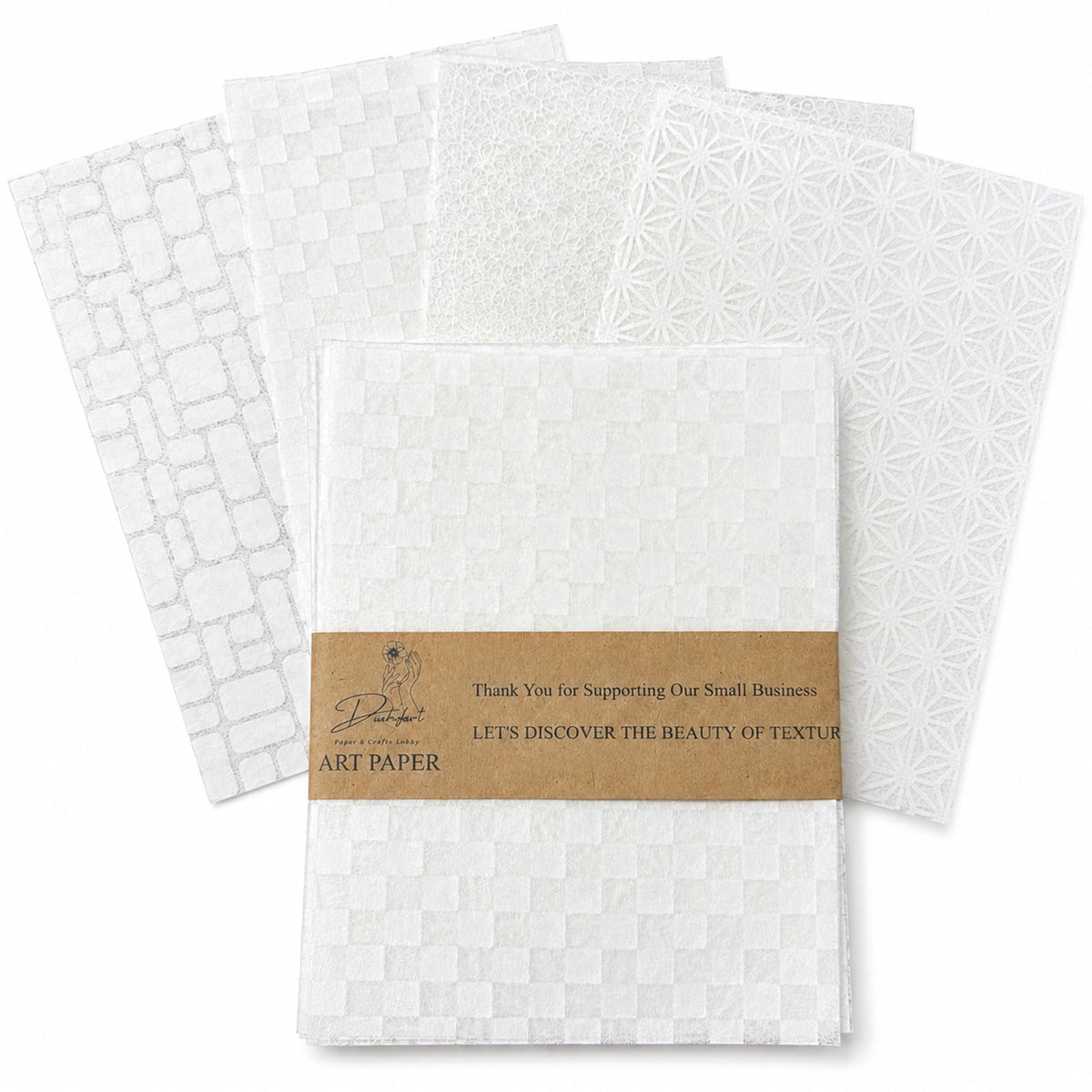 20 Sheets Scrapbook Paper A5 Size Textured Papers, White Mulberry Art Paper Craft Materials for DIY Card Making, Collage, Decoupage, Junk Journaling Supplies