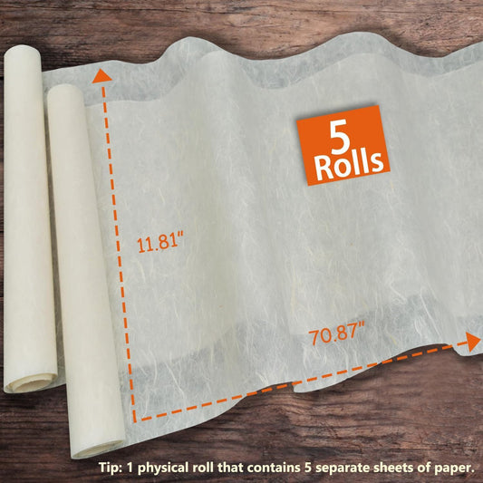 Mulberry Paper Washi Rice Paper for Decoupage: 5 Rolls 11.8 x 70.87 Inches for Printing Decoupage Art Crafts Origami DIY