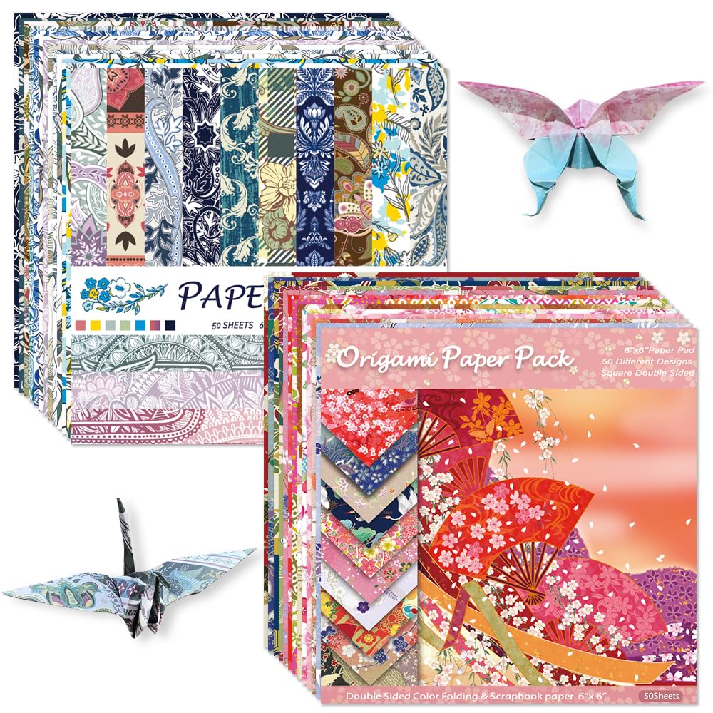 6x6" Origami Paper,50Sheets Double Sided Colored Paper,Square Craft Paper