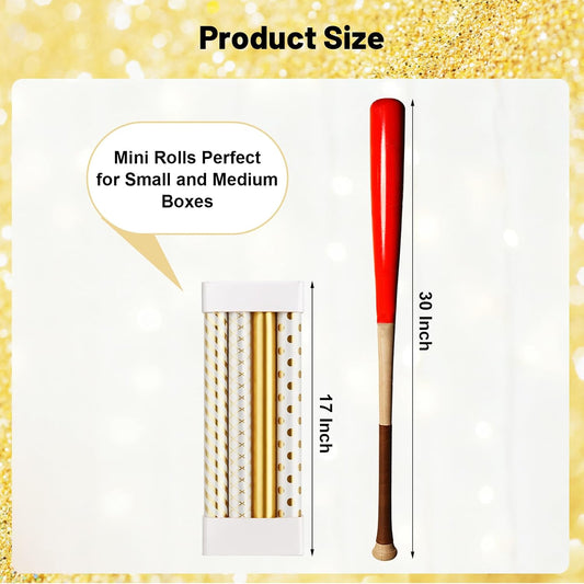woric 4 Rolls Gold Wrapping Paper, Gold Foil Birthday Wrapping Paper