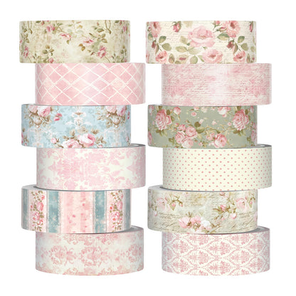 12 Rolls Floral Washi Tape Set,Earthy Tones,William Morris