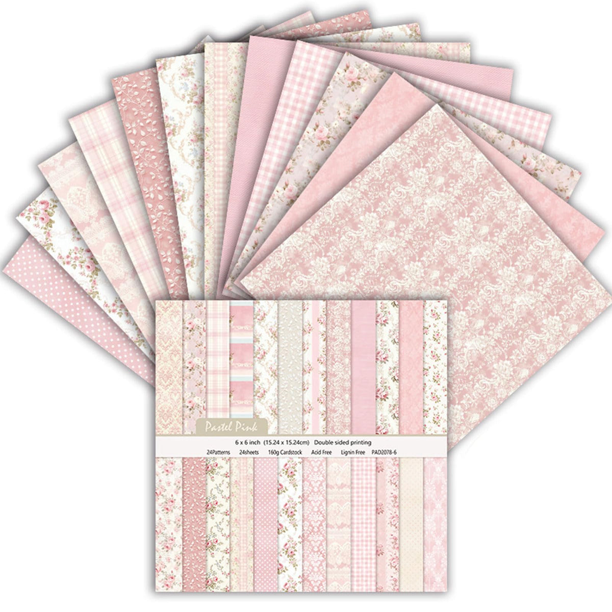 24 Sheets Floral Scrapbook Paper, 6 x 6 In Scrapbook Supplies(Beige)