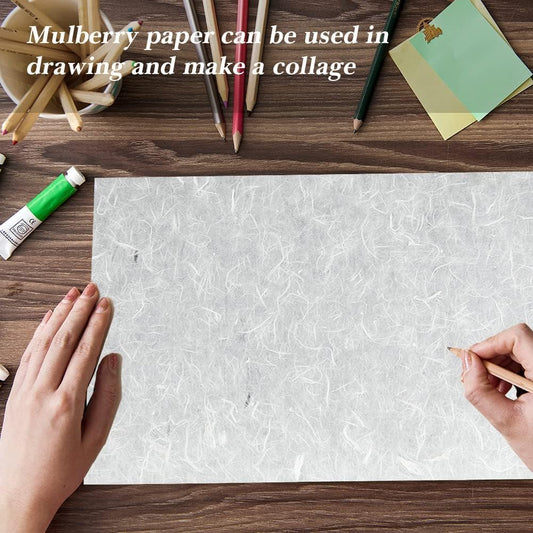 Mulberry Rice Paper for Decoupage: 4 Sheets 11.8" x 70.87" Washi Paper