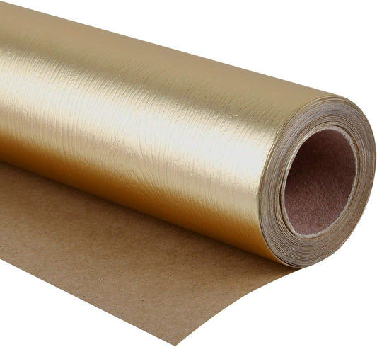 WRAPAHOLIC Gold Wrapping Paper Roll - Mini Roll - 17 Inch x 16.5 Feet - Basic Texture Matte Gold for Birthday, Holiday, Wedding, Baby Shower