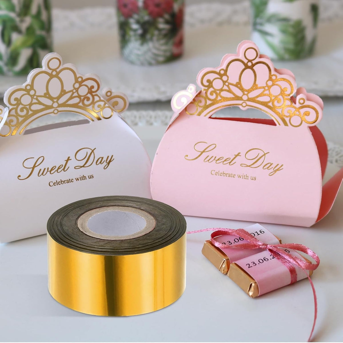 PATIKIL 2"x400Ft Hot Stamping Foil Paper,Heat Transfer Hot Stamping Paper Foil Roll for Leather DIY Logo Decor Craft Card Package Scrapbook,Matt Red