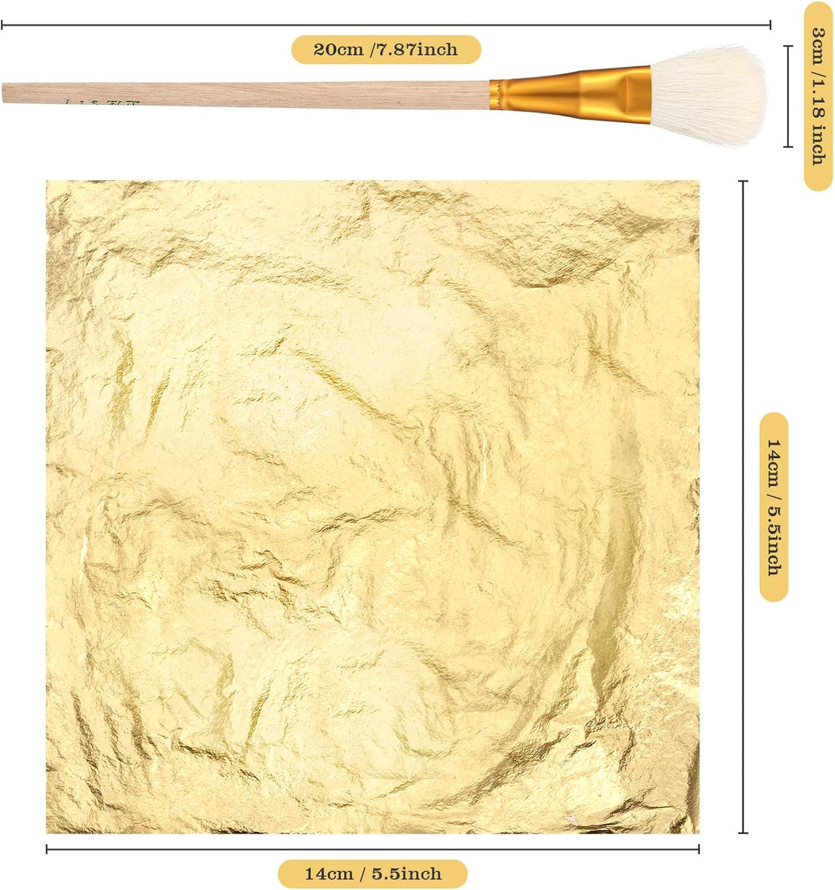 Cunhill 100 Pcs Gold Leaf Sheets for Art Foil Sheets,Gold