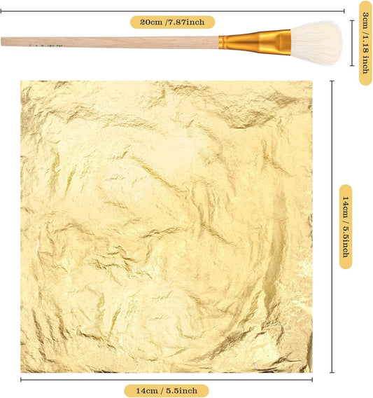 Cunhill 100 Pcs Gold Leaf Sheets for Art Foil Sheets,Gold