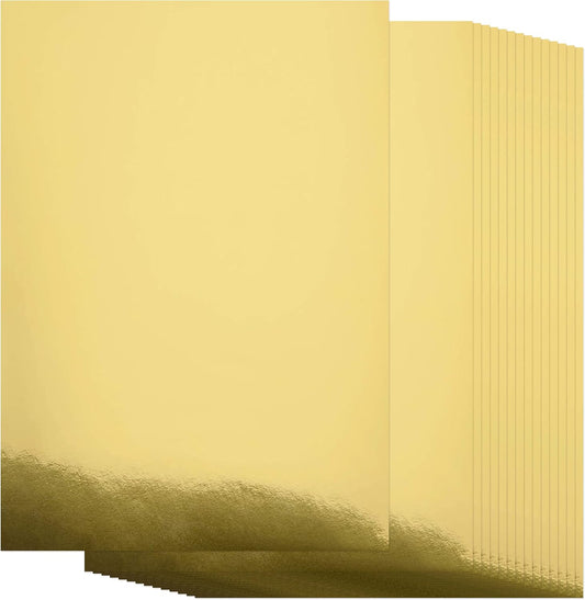 Metallic Gold Cardstock Paper, 60pcs of 8.5”x11” (250 GSM) - Gold Paper Foil Board, Mirror Finish Surface – Die Cut and Plotter Compatible - Perfect for Crafting, Invitations & Decorations