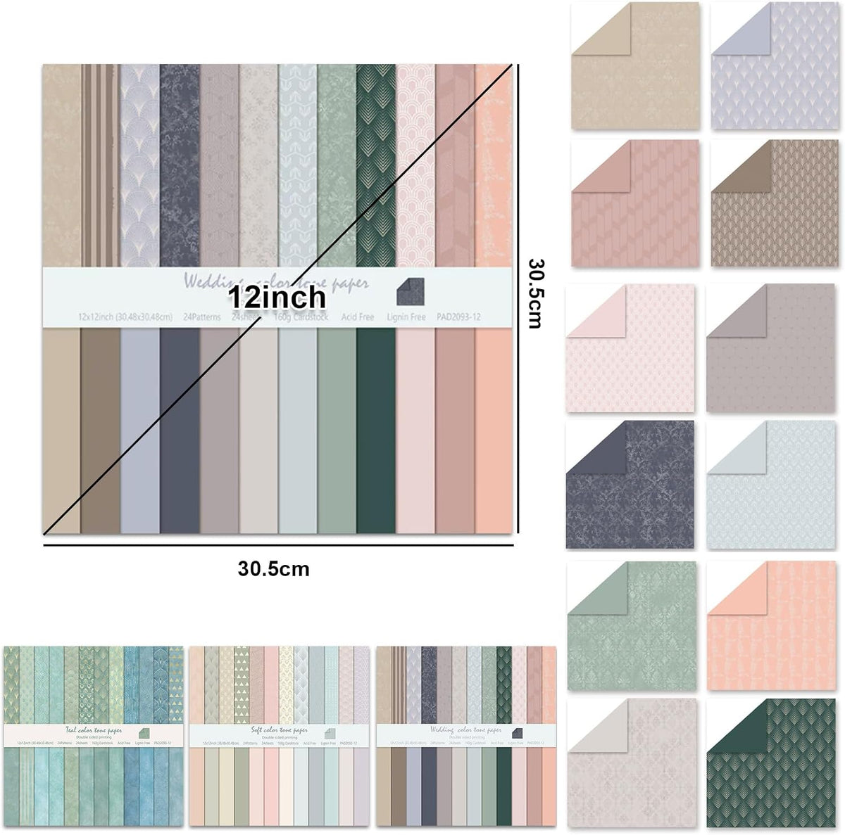 72 Pcs Scrapbook Paper 12x12 Inch Vintage Floral
