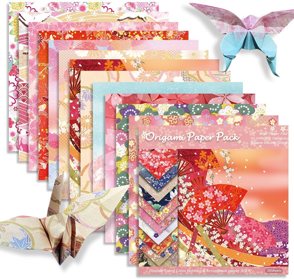 6x6" Origami Paper,50Sheets Double Sided Colored Paper,Square Craft Paper