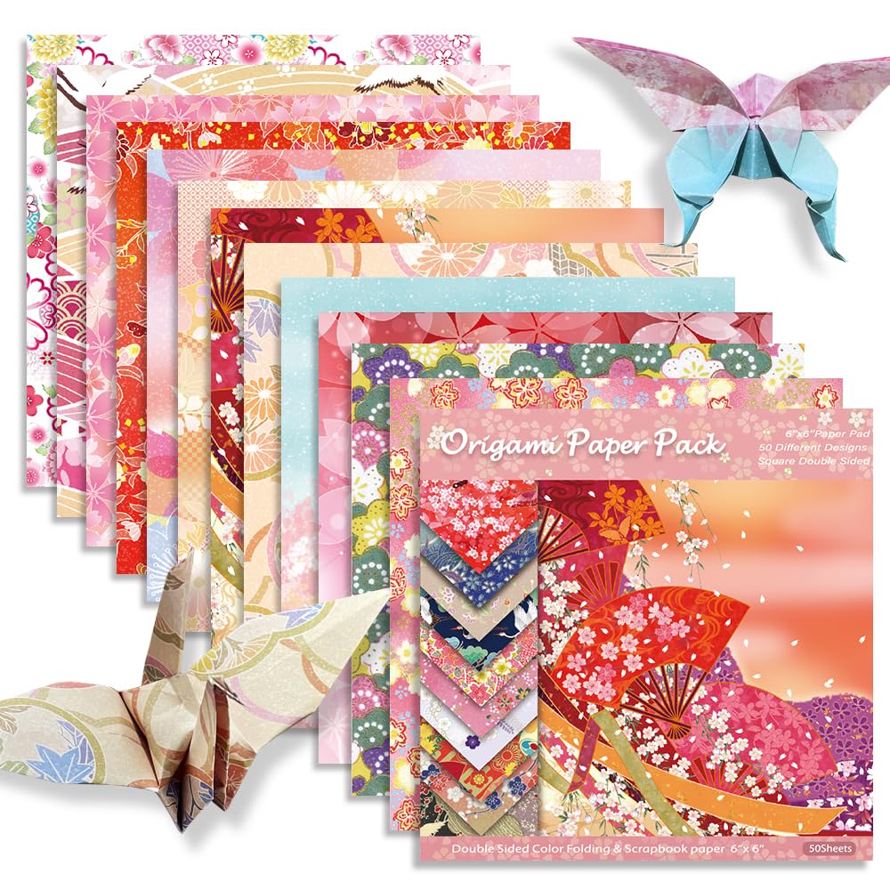 6x6" Origami Paper,50Sheets Double Sided Colored Paper,Square Craft Paper