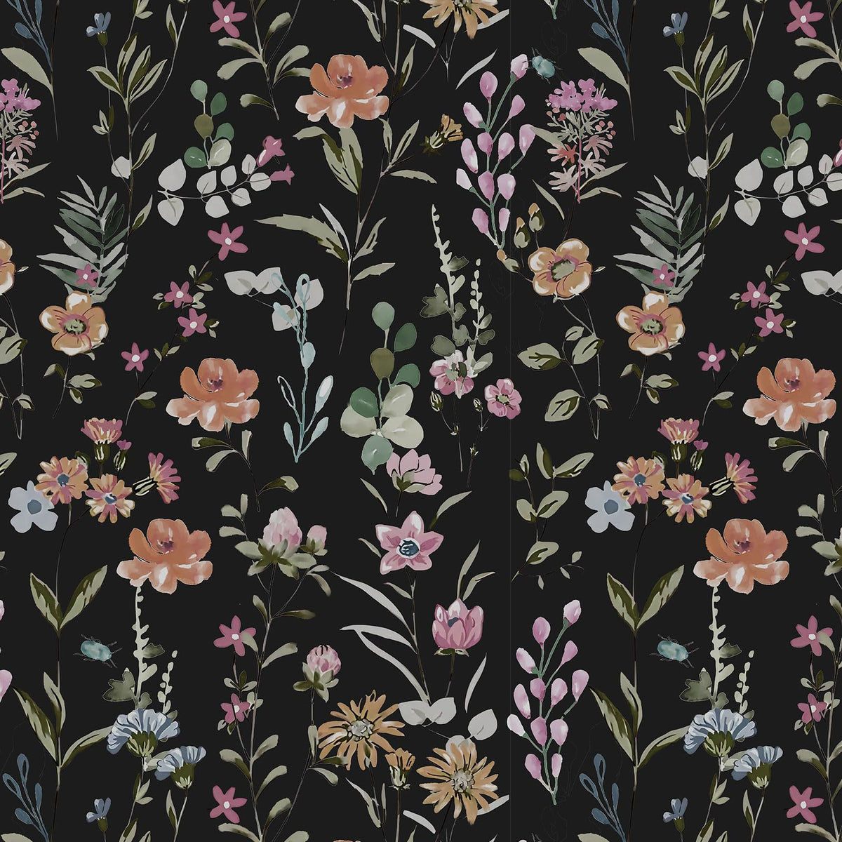 Green Vintage Floral Peel and Stick Wallpaper Boho Floral Contact Paper