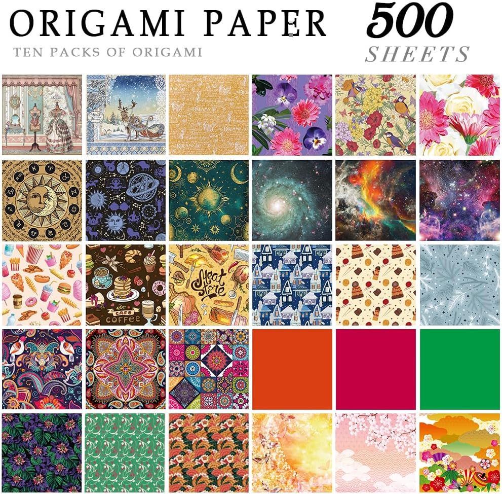10 Different Packs Full Collection Origami Paper, 6-Inch Double Sided Color
