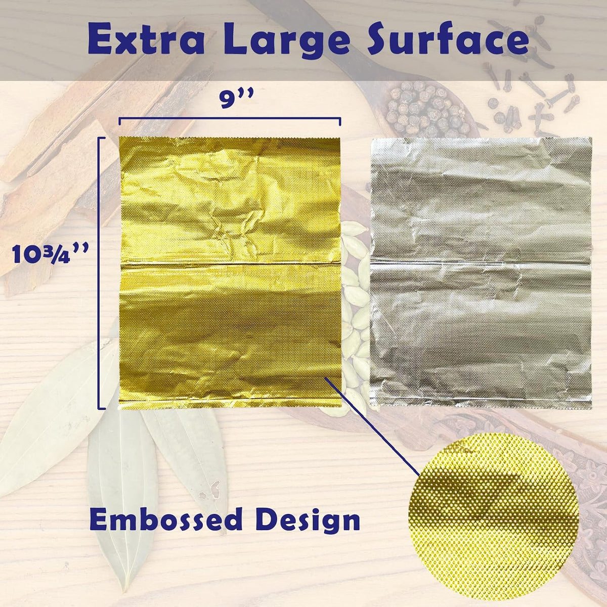 200 Count Pre-cut Pop-up Deli Aluminum Foil Sheets – Gold Color, 9’’ x 10.75’’ Disposable Wrappers for Food Wrap, 200 Sheets Pop-up Foil with Embossed Design