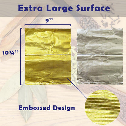 200 Count Pre-cut Pop-up Deli Aluminum Foil Sheets – Gold Color, 9’’ x 10.75’’ Disposable Wrappers for Food Wrap, 200 Sheets Pop-up Foil with Embossed Design