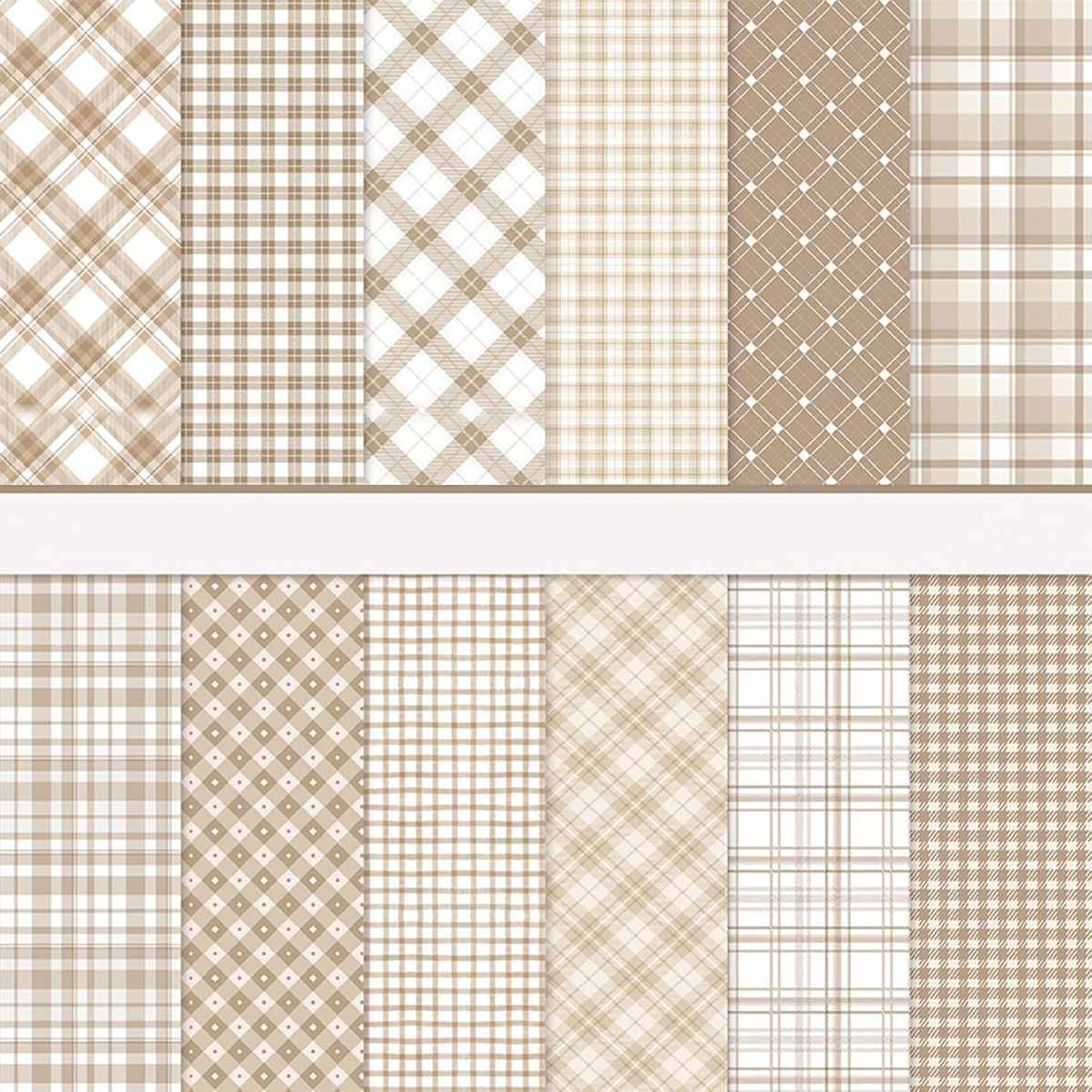 36 Sheets Scrapbook Paper 12x12 In Plaid Patterned Paper (Brown)