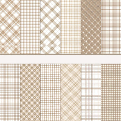 36 Sheets Scrapbook Paper 12x12 In Plaid Patterned Paper (Brown)