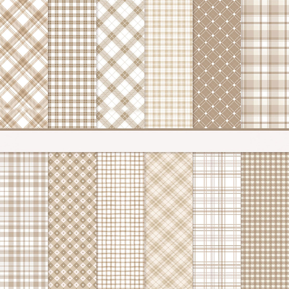 36 Sheets Scrapbook Paper 12x12 In Plaid Patterned Paper (Brown)