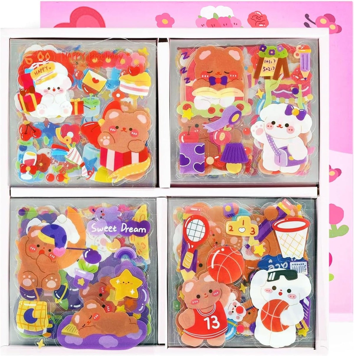 Washi Paper Boxed Stickers Set 50 Sheets - Decorative Sticker for Scrapbooking, Kid DIY Arts Crafts, Album, Bullet Journaling, Junk Journal, Planners, Calendars and Notebook
