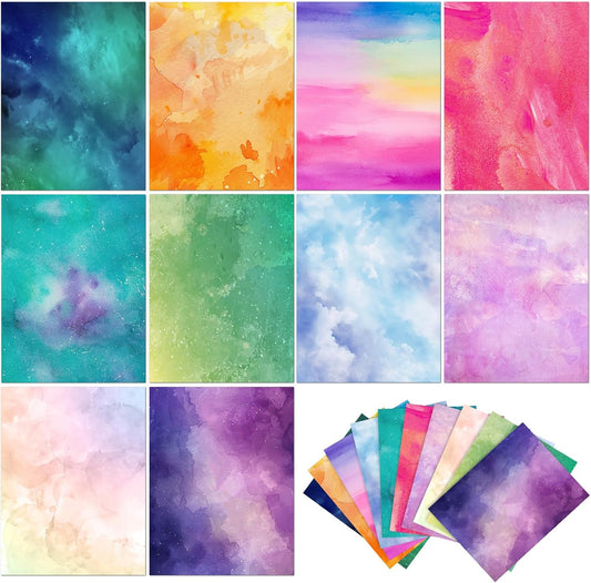 Gersoniel 40 Sheets Watercolor Shimmer 8.5x11'' Scrapbook Decorative Paper