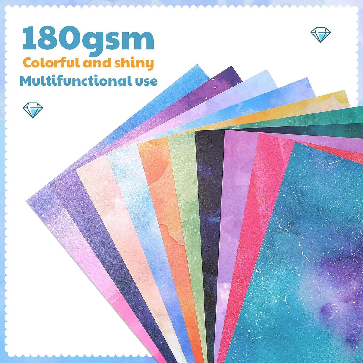 Gersoniel 40 Sheets Watercolor Shimmer 8.5x11'' Scrapbook Decorative Paper